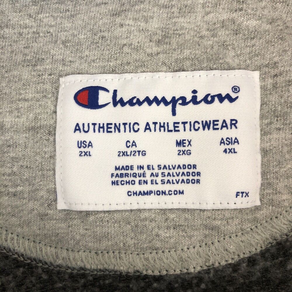 Champion Plus Size 2XL Script Gray Hooded Hoodie Pullover Sweatshirt - Picture 4 of 12